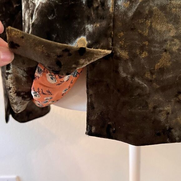 Sanctuary Blazer Velvet Size Small Moss Green Long Sleeve Button Front - Picture 6 of 10